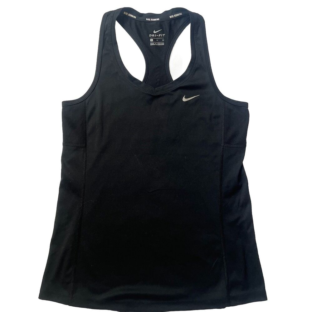Nike Running Tank Top Womens S Black Dri Fit Active Athletic Running Workout EUC